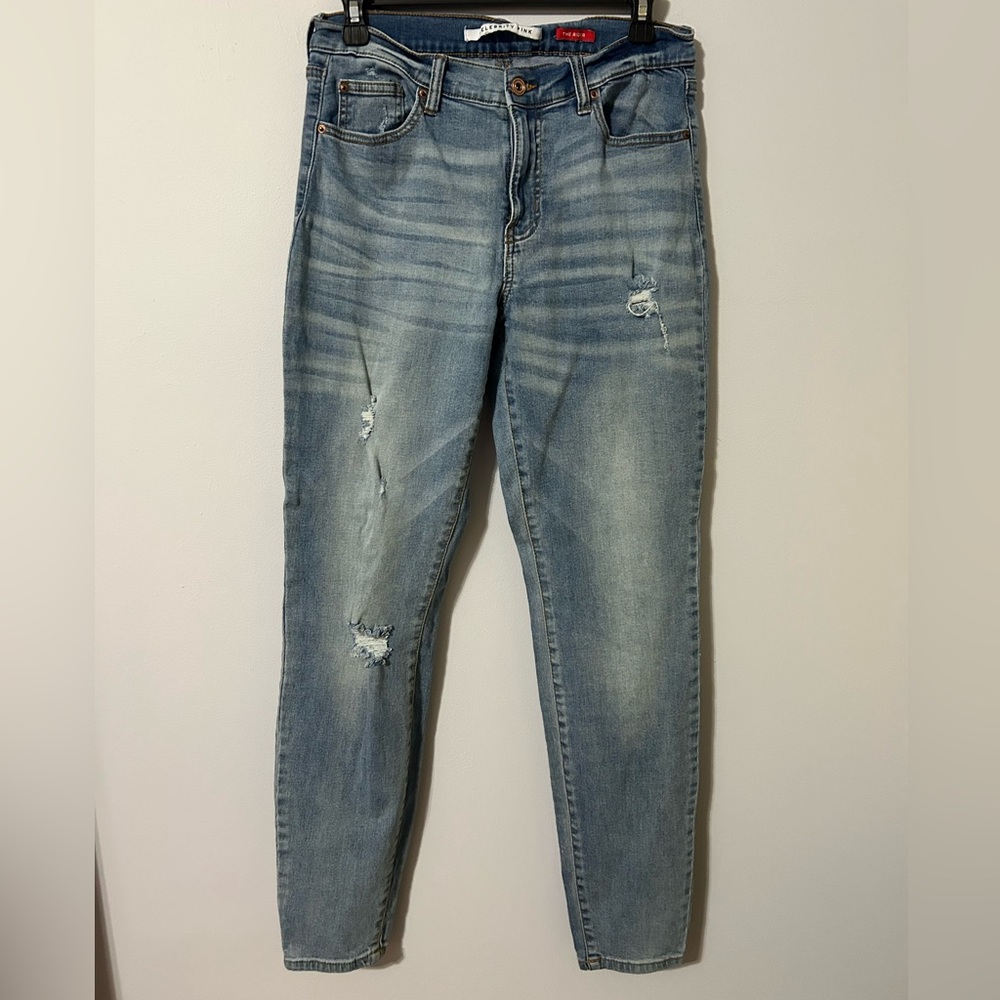 Celebrity Pink Light Blue Distressed Boyfriend Jeans